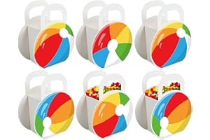 OBUSATT 24pcs Beach Ball Party Favors Bags Treat Boxes for Birthday, Summer Pool Cookie Goodie Cupcake Treat Favor Boxes for Hawaiian Tropical Luau Theme Party Supplies Decorations
