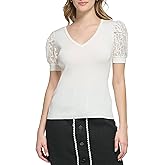 Karl Lagerfeld Womens Soft Short Sleeve Everyday Fashion Sport Sweater