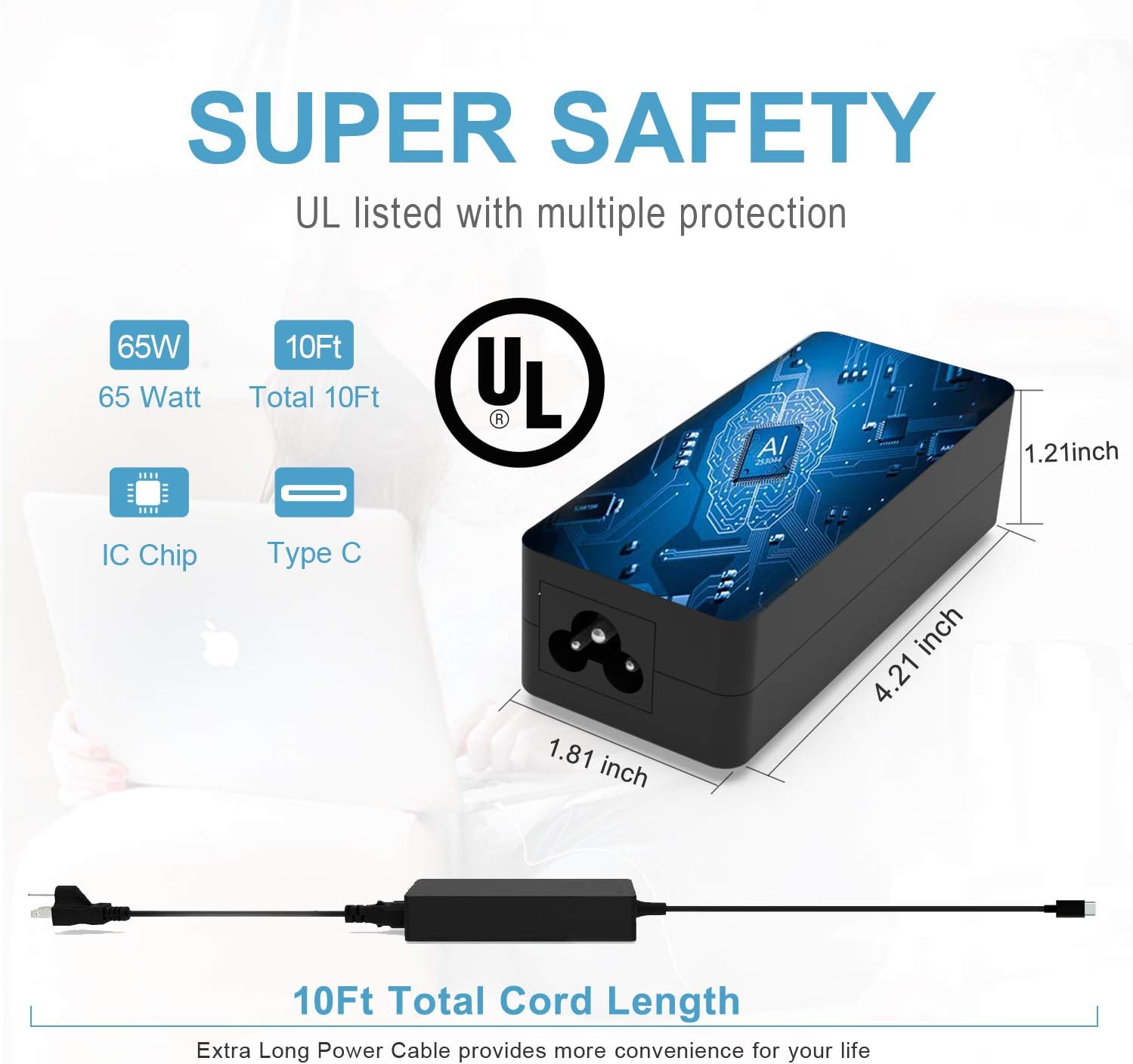65W 45W USB-C AC Charger Fit for Lenovo ThinkPad T480 T480s T580 T580s Chromebook 100e 300e C330 N23 Yoga C930 C940 C740 S730 730 730S 910 920 13 4x20m26268 Laptop USB Type C Power Supply Adapter Cord: Electronics