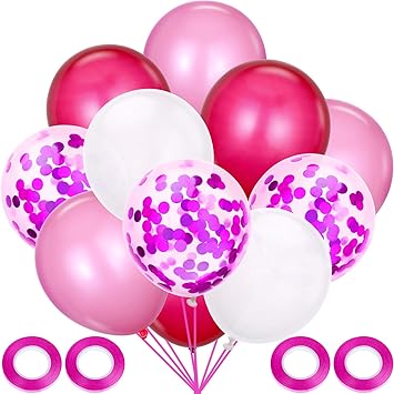 60 Pieces Ballons De Couleur Unie En Latex Ballons Decoratifs De Fete Avec 4 Rouleaux Rubans Pour Decoration De Douche De Bebe Fete Mariage Anniversaire Rouge Rose Rose Blanc Amazon Fr Jeux Et
