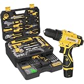 CRESOLVIA Tool Kit Box Drill Set with 12V Power Cordless Drill 299-Piece Tool Kit for Home Tool Set Storage Case with Drawer General Household Drill Set for Home Mechanics Repairs Men &amp; Women, DIY