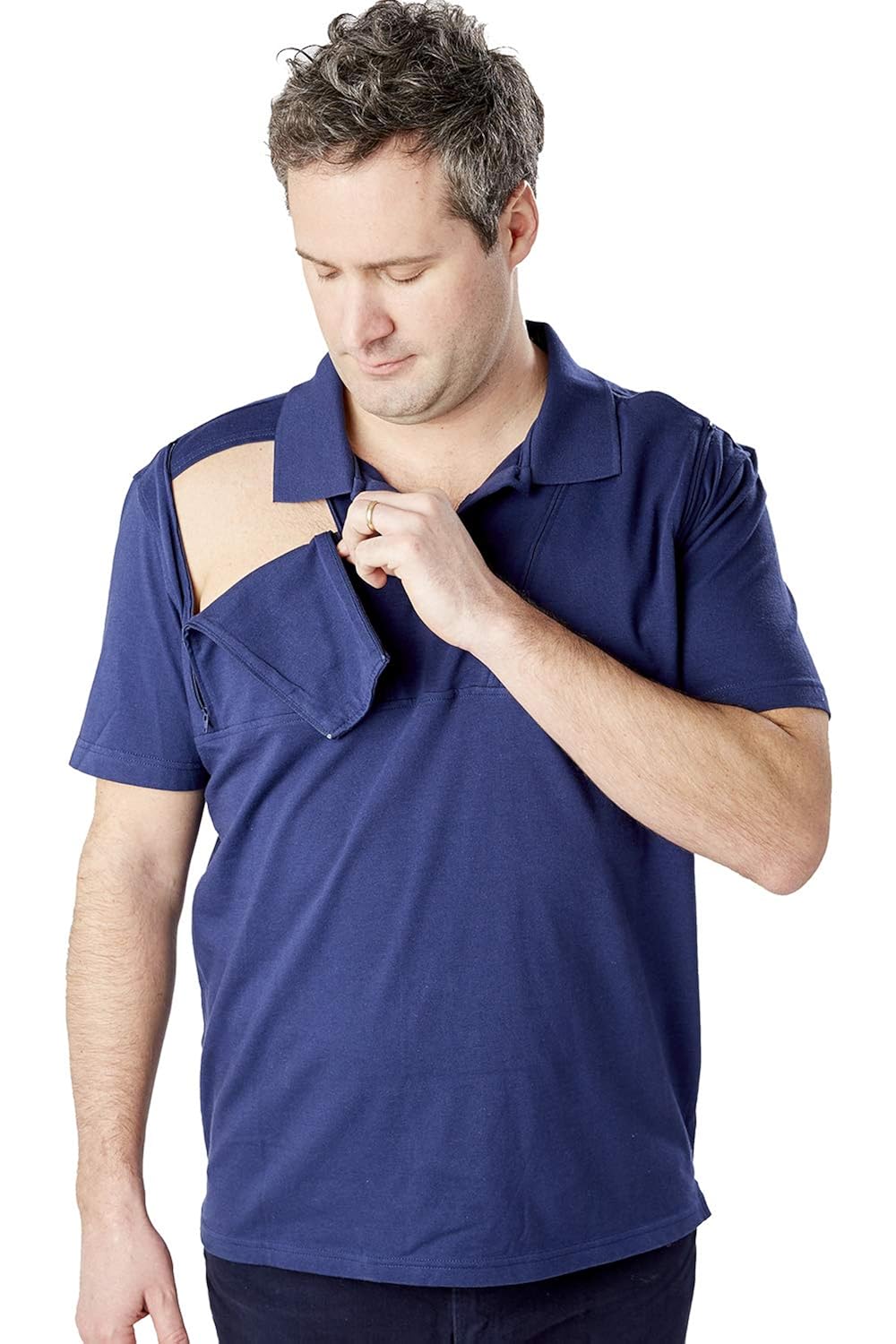 Care+Wear Mens Dual Chest Port Access Polo Polos Shirts Care+Wear Mens Dual Chest Port Access Polo Polos Shirts