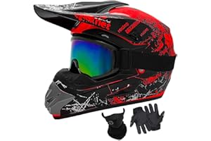 SANQING Youth Dirt Bike Helmets Fashion Kids Children Motocross, Motorcycle, BMX, ATV, Off-Road, Four Wheeler, Moutain Bike Full Face Helmets Dot Approved (Goggles Gloves Faceshield)
