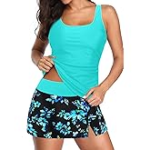 Womens Tankini Swimsuits with Skirt - Two Piece Bathing Suits with Pockets Tummy Control Swimwear 2025