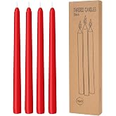 LYOBATH 4 Pack Red Taper Candles - Taper Candles 10 Inch Dripless, Smokeless &amp; Unscented - 8 Hours Long Burning - Hand Poured Tall Candlesticks - Ideal for Weddings, Dinner Parties, and Home Decor