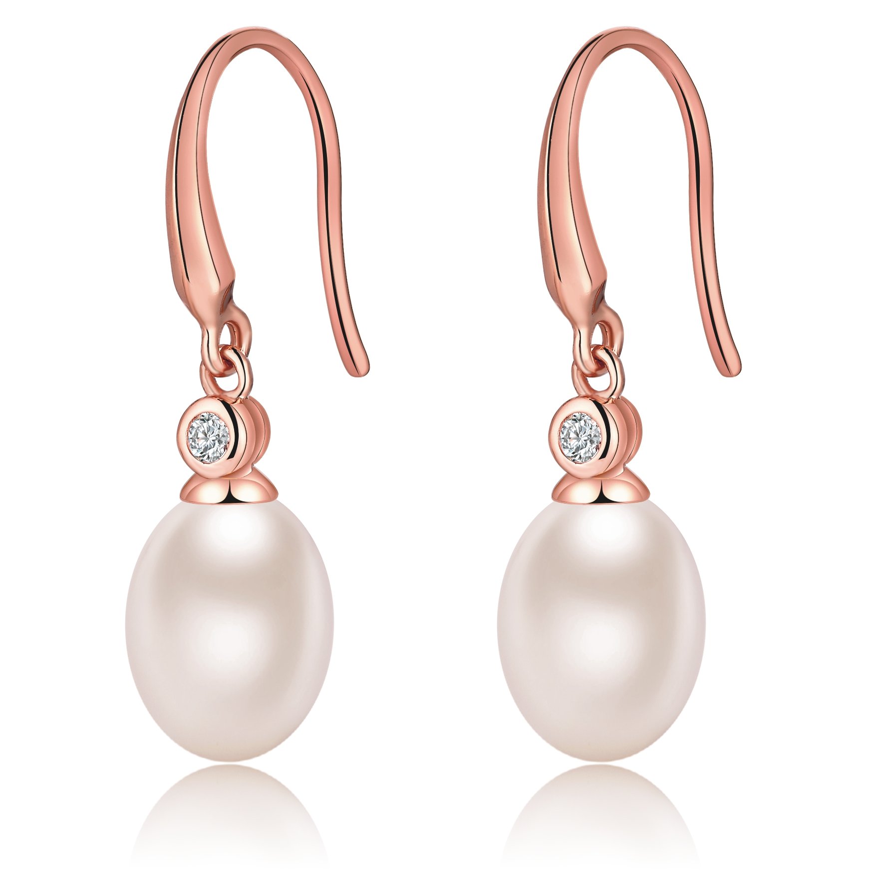 Pearl Earrings Drop Freshwater Rose Gold Earrings Women For Women 925 Sterling Silver Hypoallergenic — image 1