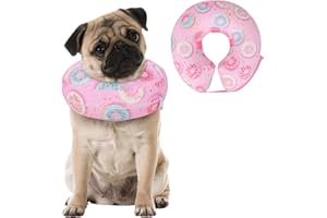 MCHY Protective Inflatable Dog Cone After Surgery, Soft Inflatable Donut Collar for Dogs and Cats, Prevent from Biting & Scratching, Not Block Vision (Pink Donut Collar M)