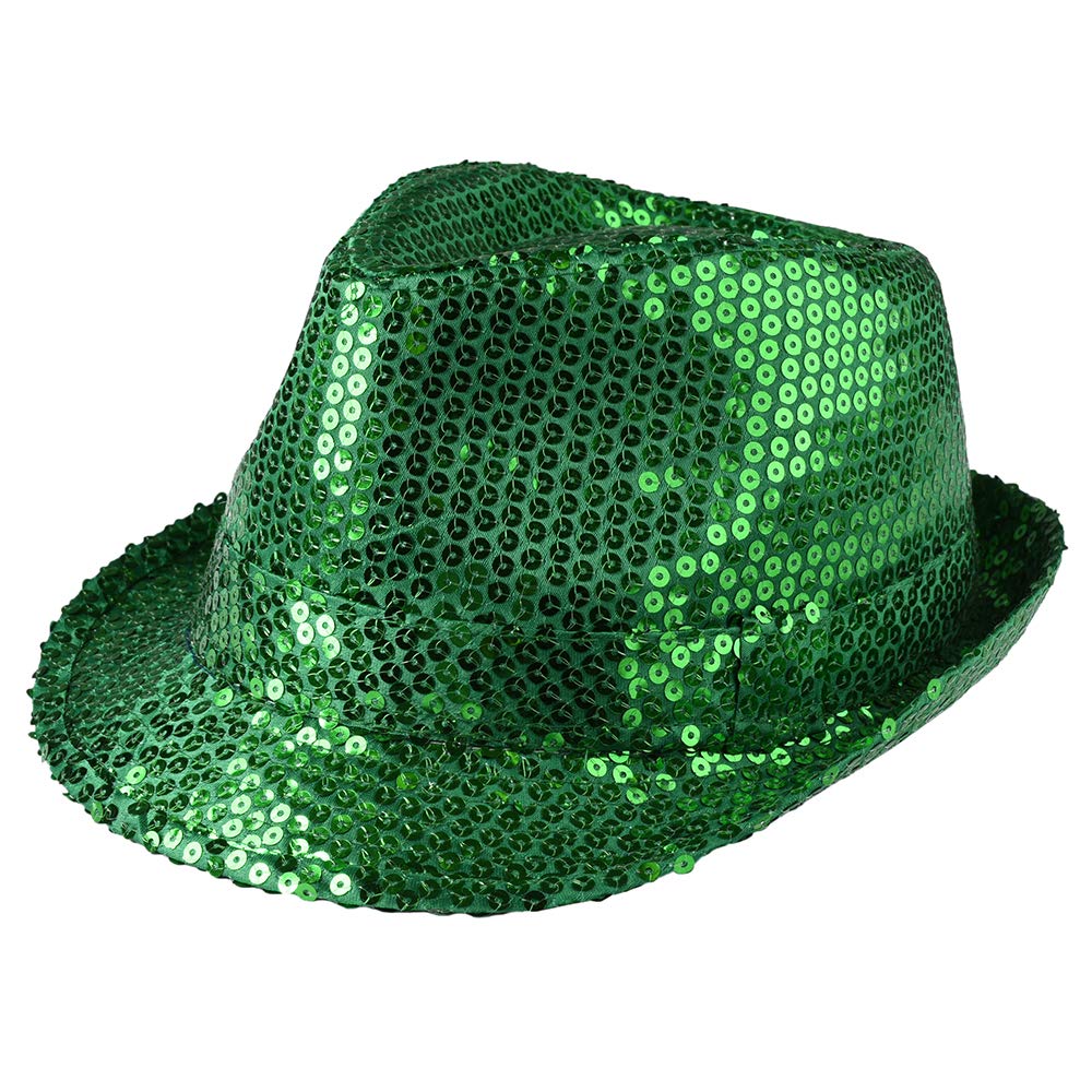 Dress Up America Sparkling Green Sequin Party Fedora Hat - One Size Fits Most