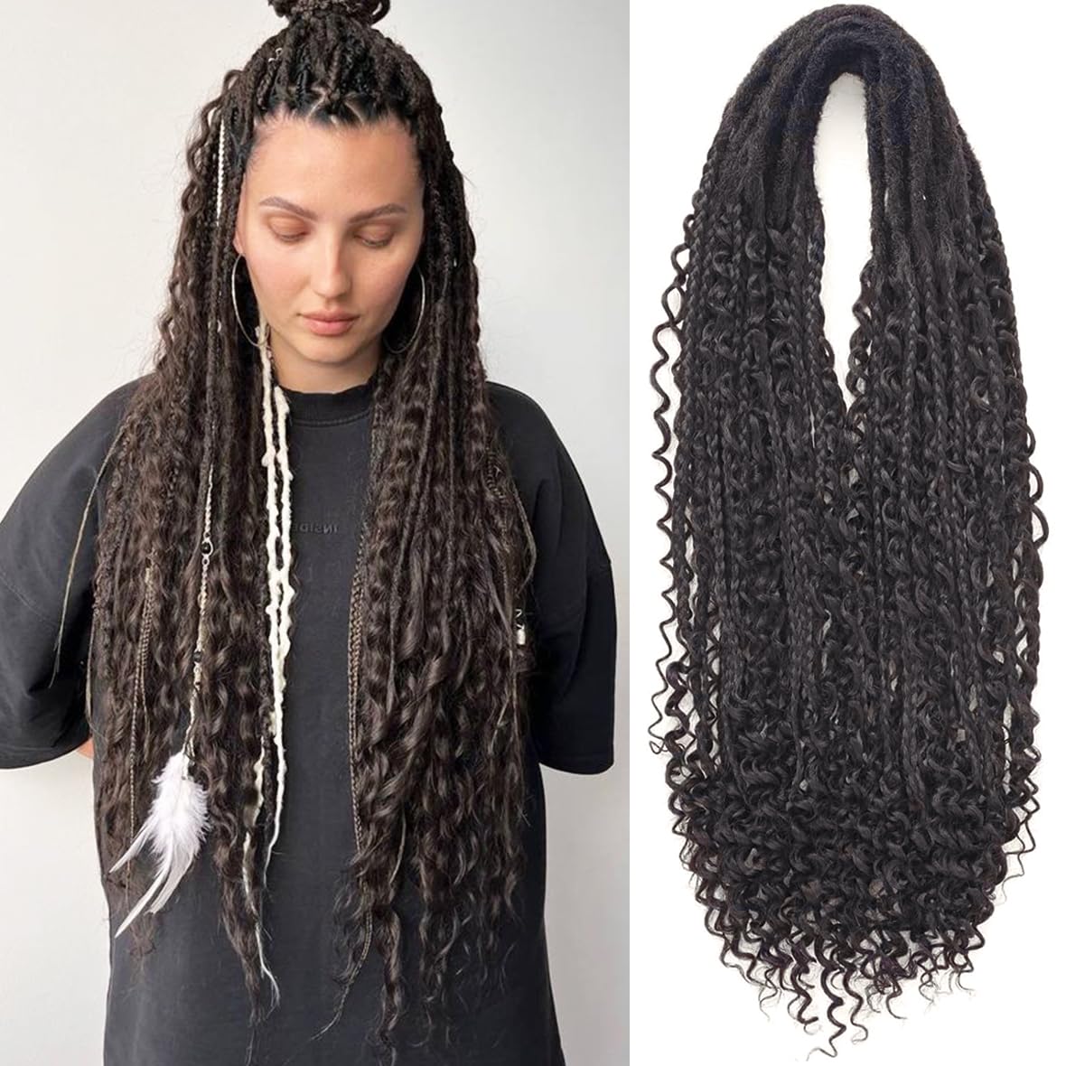 Leeven 24 Inch Double Ended Dreadlock Extensions Soft Boho Dreadlocks 10 Strands 0.6 Width Dark Brown Hippie Dreads Bohemian Box Braids Dreadlock Hair Extensions /4# โ image 1