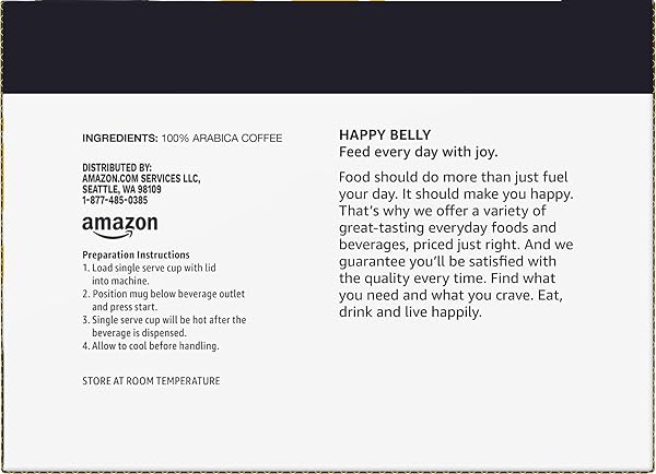 AMAZON BRAND – HAPPY BELLY LIGHT ROAST COFFEE PODS, BREAKFAST BLEND, COMPATIBLE WITH KEURIG 2.0 K-CUP BREWERS, 24 COUNT
