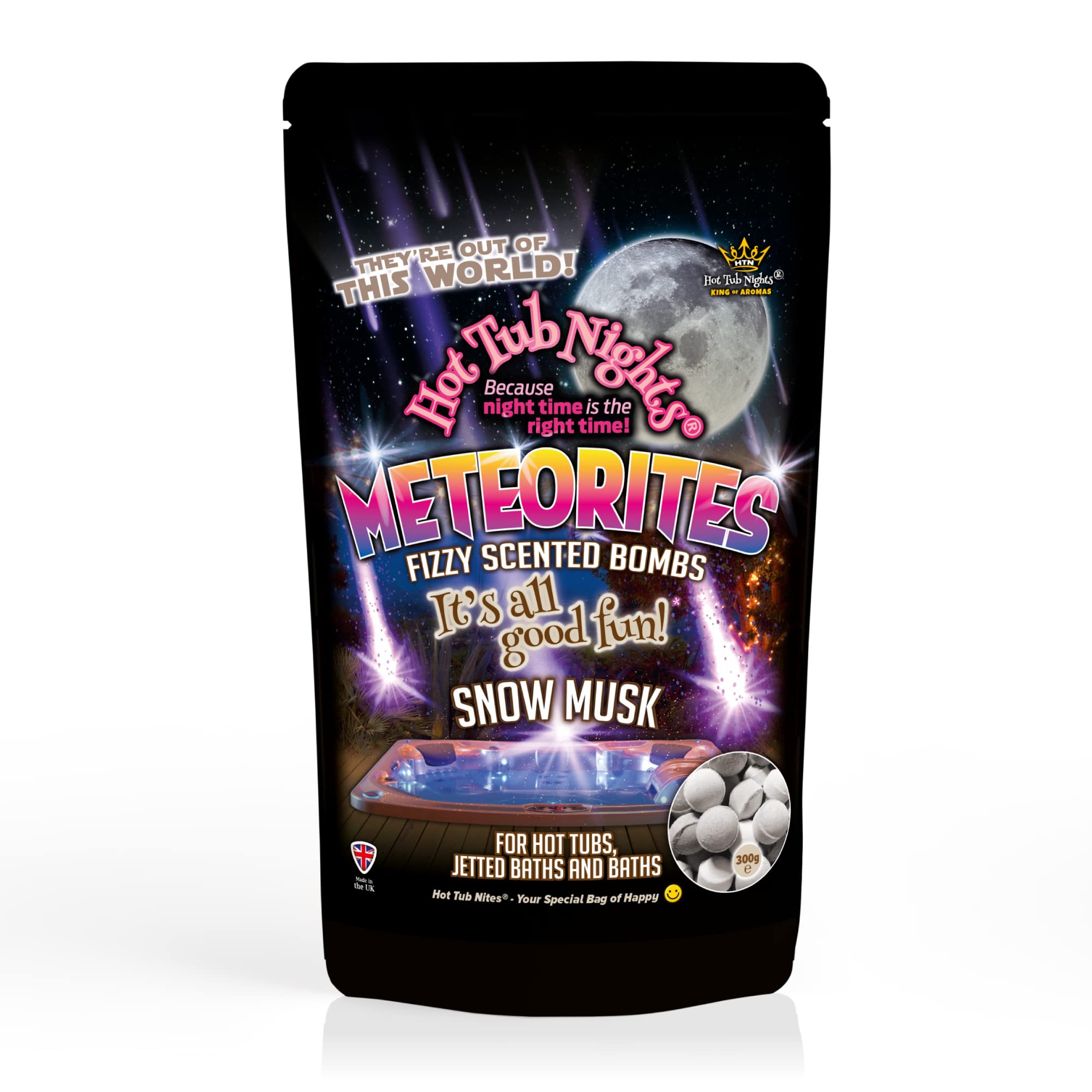 Hot Tub Nights aromatherapy Meteorites, Fizzy Scented Bombs Snow Musk 1 x (300g)