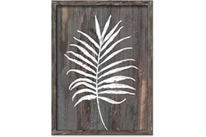 UTOP-ART Black Tan Fern Leaf Framed Canvas Wall Art Minimalist Botanical Wall Decor Nature Fern Plant Silhouette Modern Wall Art Painting for Living Room Bedroom(11" * 16")