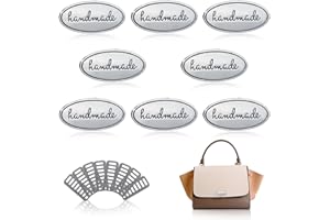 TXIN 8 Pieces Metal Handmade Labels with Shim Multi-Color Oval Shape Alloy Hand Made Tags Signs for DIY Crafts Hardware Bags Sewing Clothes Jeans Shoes Decoration
