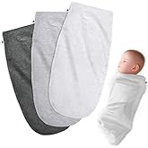 Henry Hunter Baby Swaddle Sack | The Simple Swaddle | Soft Stretchy Cotton for Newborns 0-3 Months | Blankets for Baby Boy, Pack of 3, White | Light | Dark Heather