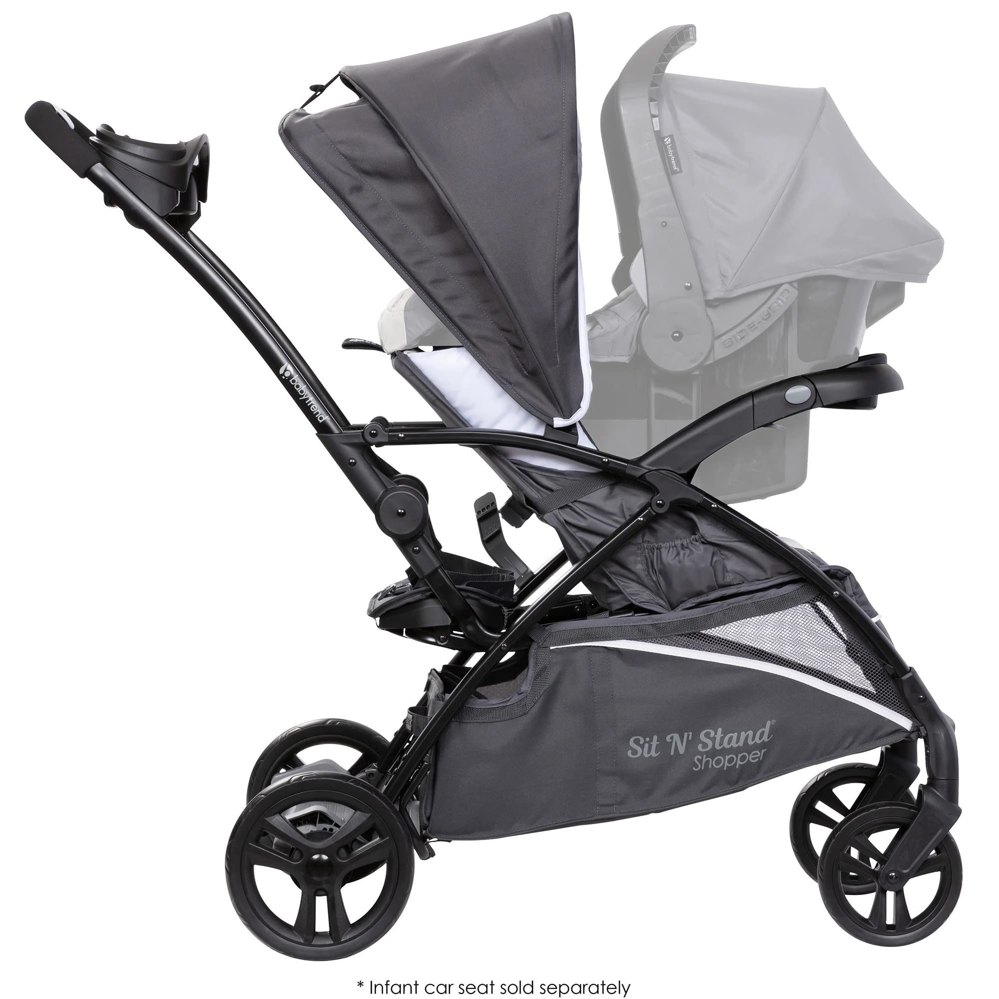 Baby Trend Sit N' Stand 5-in-1 Shopper Stroller w/Canopy & Storage Basket & EZ-Lift Plus Lightweight Infant Car Seat w/Cozy Cover & Base, Magnolia
