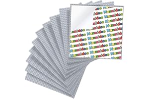 MANNIDOO Peel-and-Stick Baseplates, 10 Packs 10" x 10“ Classic Adhesive Building Base Plates for Walls and Tables - Compatible with All Major Brands (Light Grey)