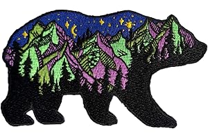 PatchClub Bear and Mountains Adventure Outdoor Patch - 4.7 inches, Colorful Embroidered Cool Iron On/Sew On Patches