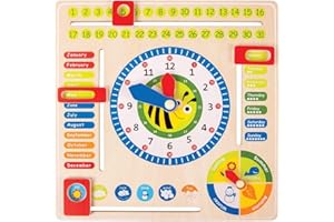 Small Foot Wooden Toys Educational Board Date, Time & Season Wooden Educational Toy Playset Designed for Children 3+, Multi (4768)