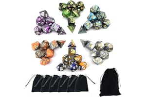 SmartDealsPro Double-Colors Polyhedral Dice Sets with Pouches for D&D DND RPG MTG Dungeon and Dragons Table Board Roll Playing Games D4 D6 D8 D10 D% D12 D20 (6-Color Sets)
