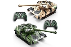 Yamaester RC Tank 2 Pack Remote Control Battle Tank Set 1/32 Toys Military Army Toy Shoots for Kids and Adults, 2.4G Vehicles for Boys Age 6+ Year Old with Sound Effects, Lights