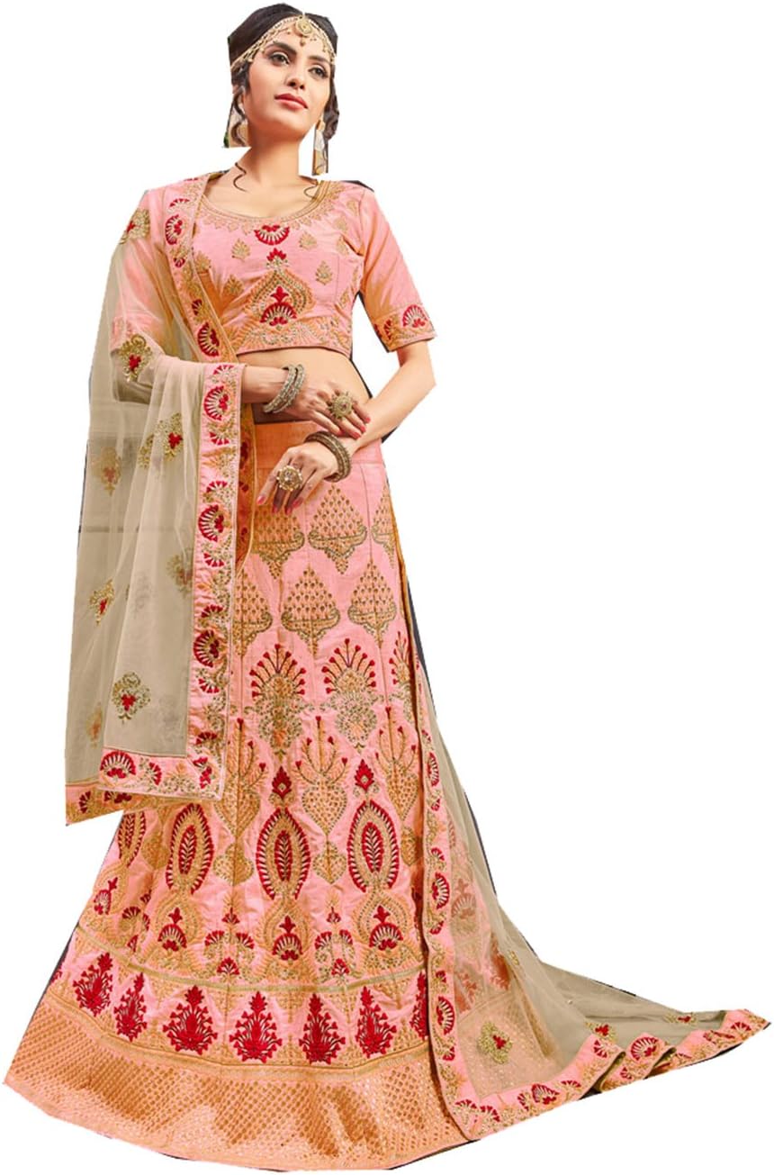PinkcityShoppy Indian Designer Partywear Ethnic Traditional Peach Lehenga Choli