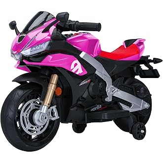 TCARAIWEN 12v Kids Ride on Motorcycle, Electric Kids Moped, Battery Powered Motorcycle for 3-5 Years Old, Pink