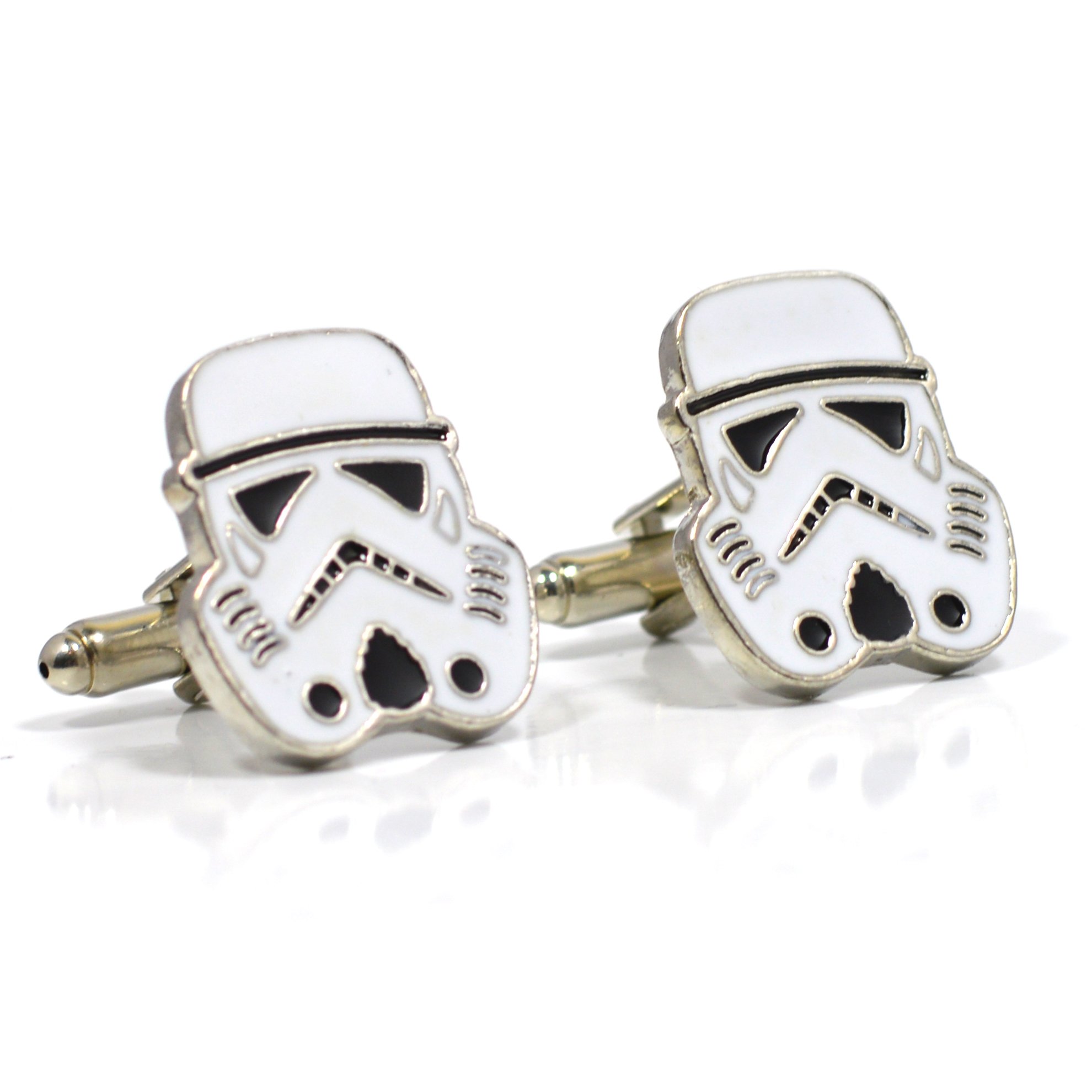 Beaux Bijoux Star Wars Stormtrooper Imperial Cufflinks for Men - Black and White Storm Troopers Cufflinks - Star Wars Novelty Shirt Accessories for Men with Cufflinks Box