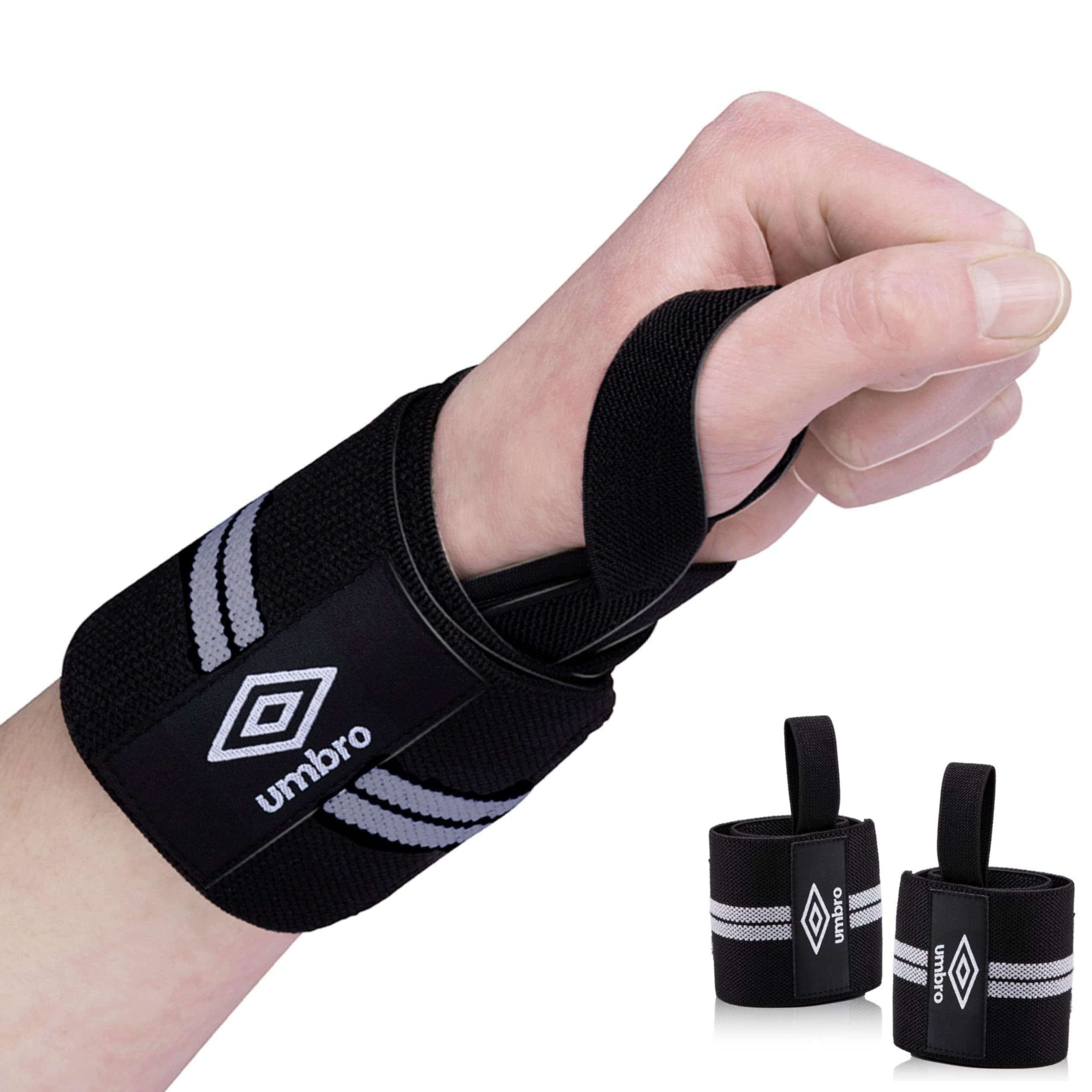 Umbro Wrist Straps - with Thumb Strap - Fitness and Strength Training - 2 Pieces - Black