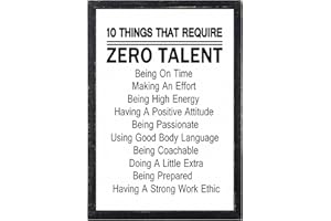 LUZHIQIANG 10 Things That Require Zero Talent Wall Decor 16x11 Inchs Motivational Office Positive Quotes Home Art Inspirational Wood Framed For School Gym Living Room Bedroom Wall Hanging (Black)