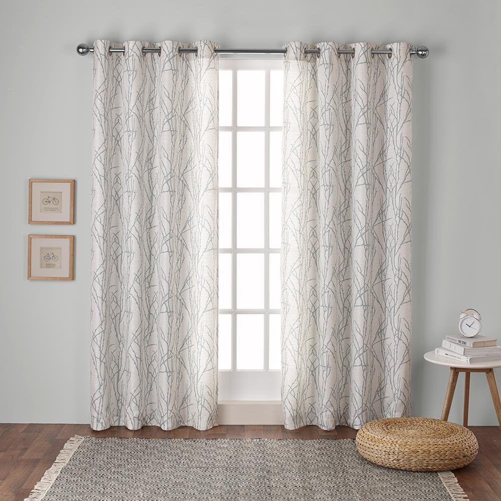 Exclusive Home Curtains Branches Linen Blend Window Curtain Panel Pair with Grommet Top, 54x63, Seafoam, 2 Piece