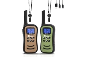 Qniglo Walkie Talkies for Adults/Kids, Rechargeable Walkie Talkies Long Range with 22 FRS Channels, VOX 2 Way Radios with LED Flashlight for Hiking Camping Trip Adventure(CoffeeGreen)