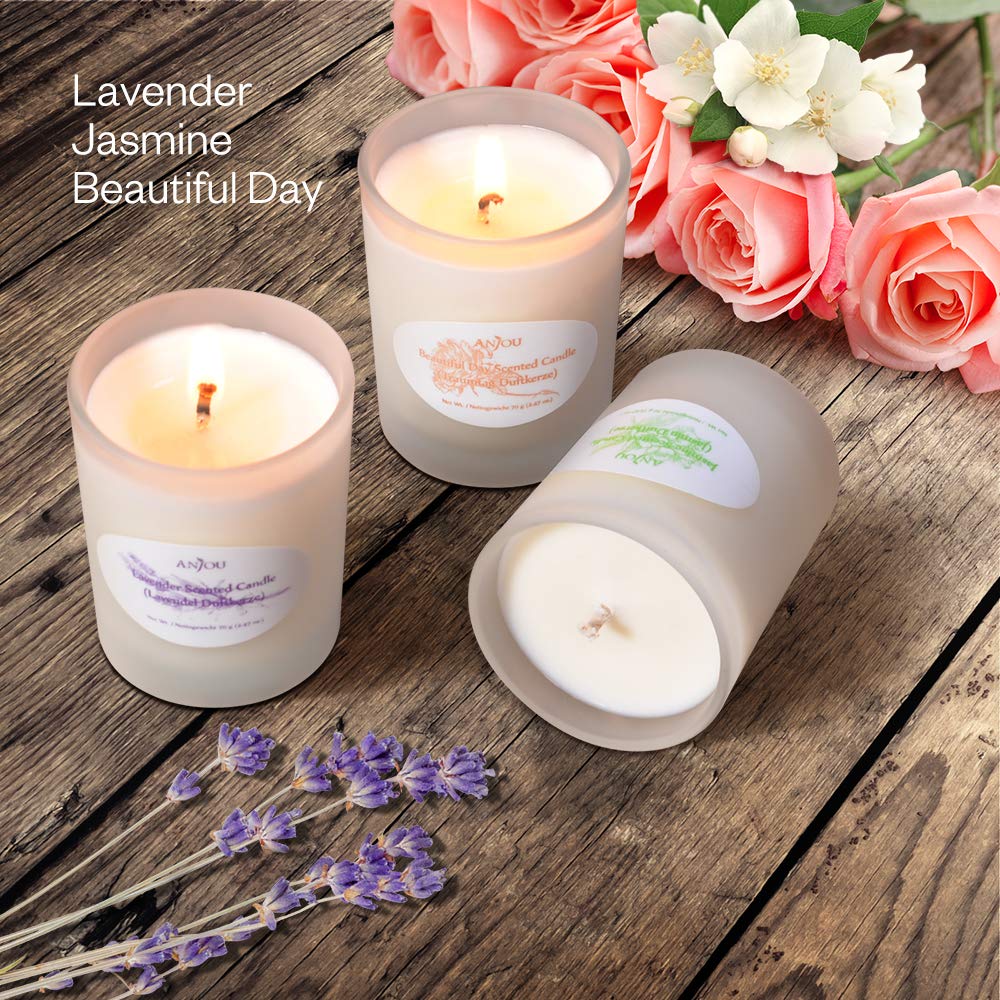 Home Décor 40hr AROMATHERAPY RELAXATION Gently Scented Natural CANDLE Lavender Flowers