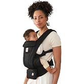 Ergobaby Omni Deluxe Baby Carrier for Newborn to Toddlers 0-48 Months | 4-Position Breathable Mesh Baby Carrier with Ergonomic Support, Storage Pockets, and Sun Hood, Fits 7-45 lbs, Onyx Black