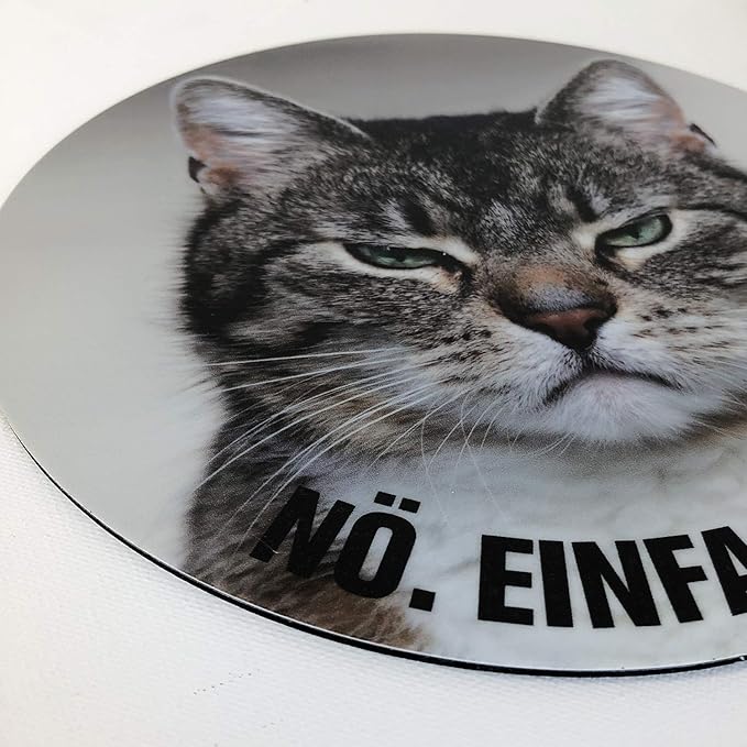 Mauspad Mit Katzen Motiv Und Spruch I ø 22 Cm Rund I Mousepad In Standard Größe Rutschfest I Lustig Frech I Nö Einfach Nö I Dv465