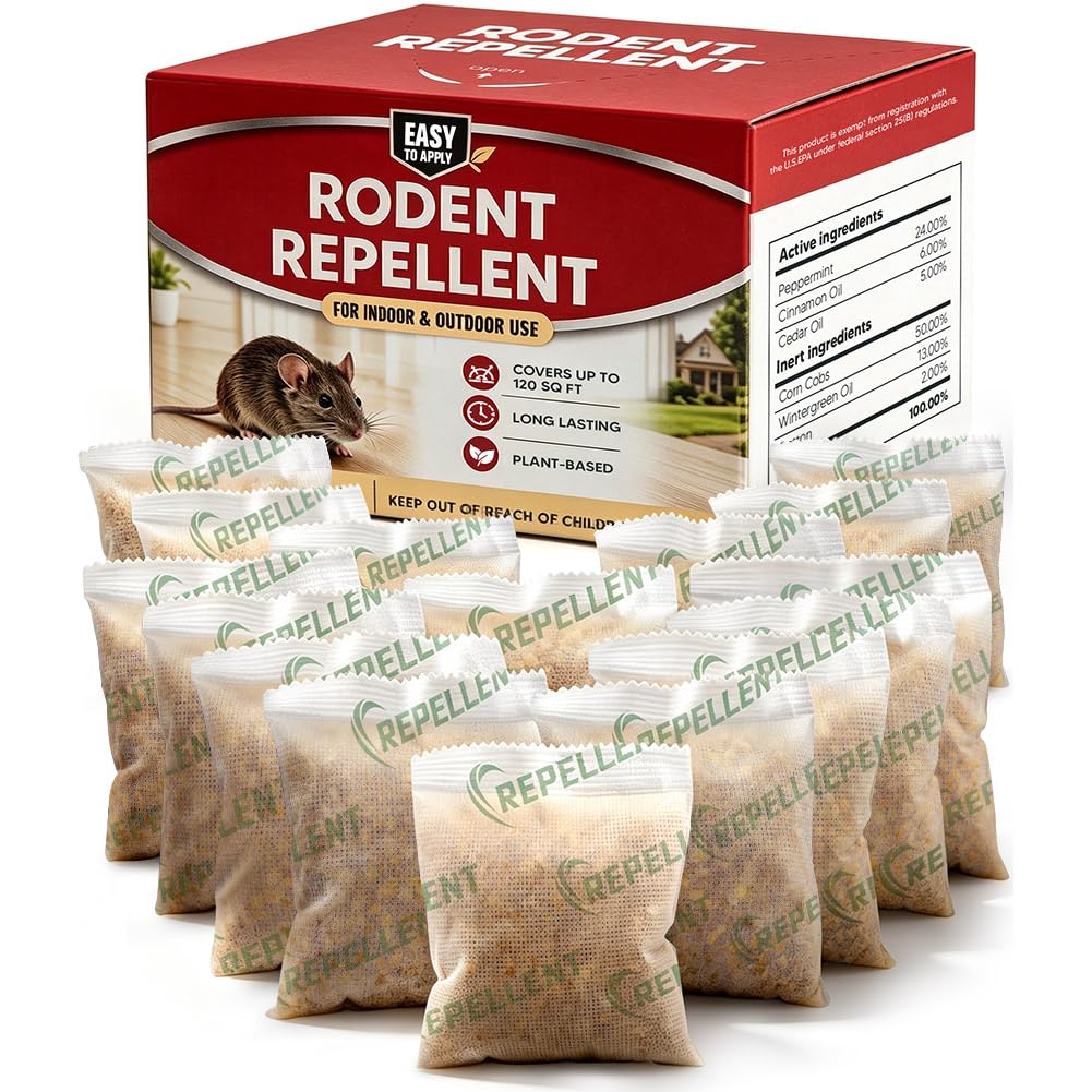 Rodent Away Repellent Indoor & Outdoor, Mouse Repellent Pouches - 16 Packs | Rodent Repellent Indoor, Keep Mice Away, Rat Rep