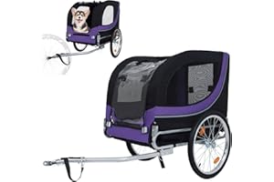 THCTVOUS Large Dog Trailer for Bike, Folding Bike Trailer for Dogs with 18.9" Wheels, 120LB Capacity All-Terrain Pet Carrier, Universal Bicycle Coupler