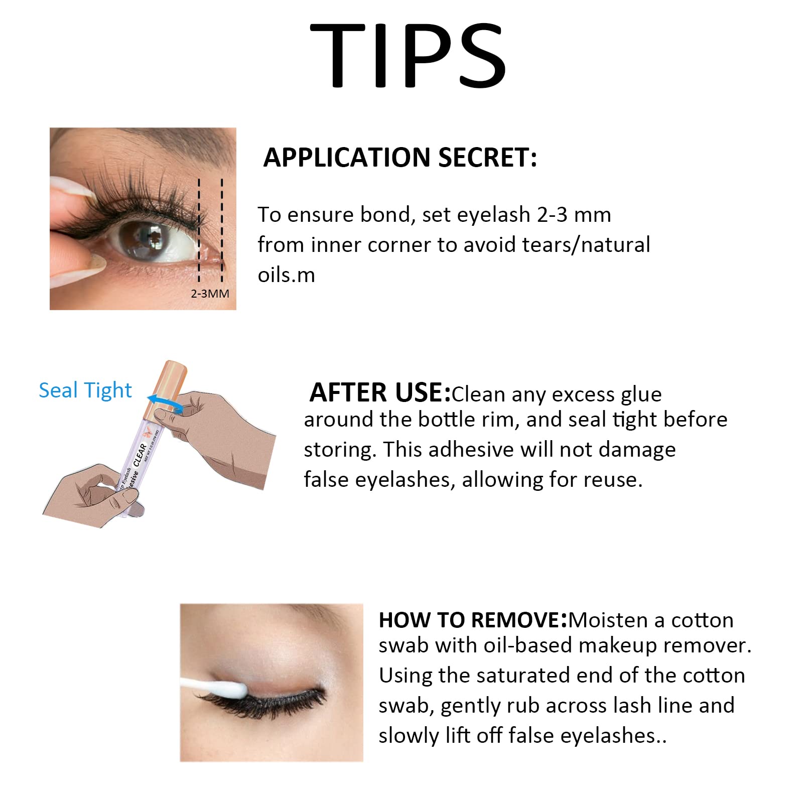 Super Strong Hold Waterproof Latex-Free Eyelash Adhesive - Clear Lash Glue Suitable for Sensitive Eyes - 5ml/0.18oz (1 Pack)