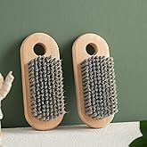 2 Pcs Wood Laundry Brush, Clothing Stain Remover Scrubber, Soft Bristle for Scrubbing Out Tough on Delicate, Easy to Grip Hand Washing Clothes