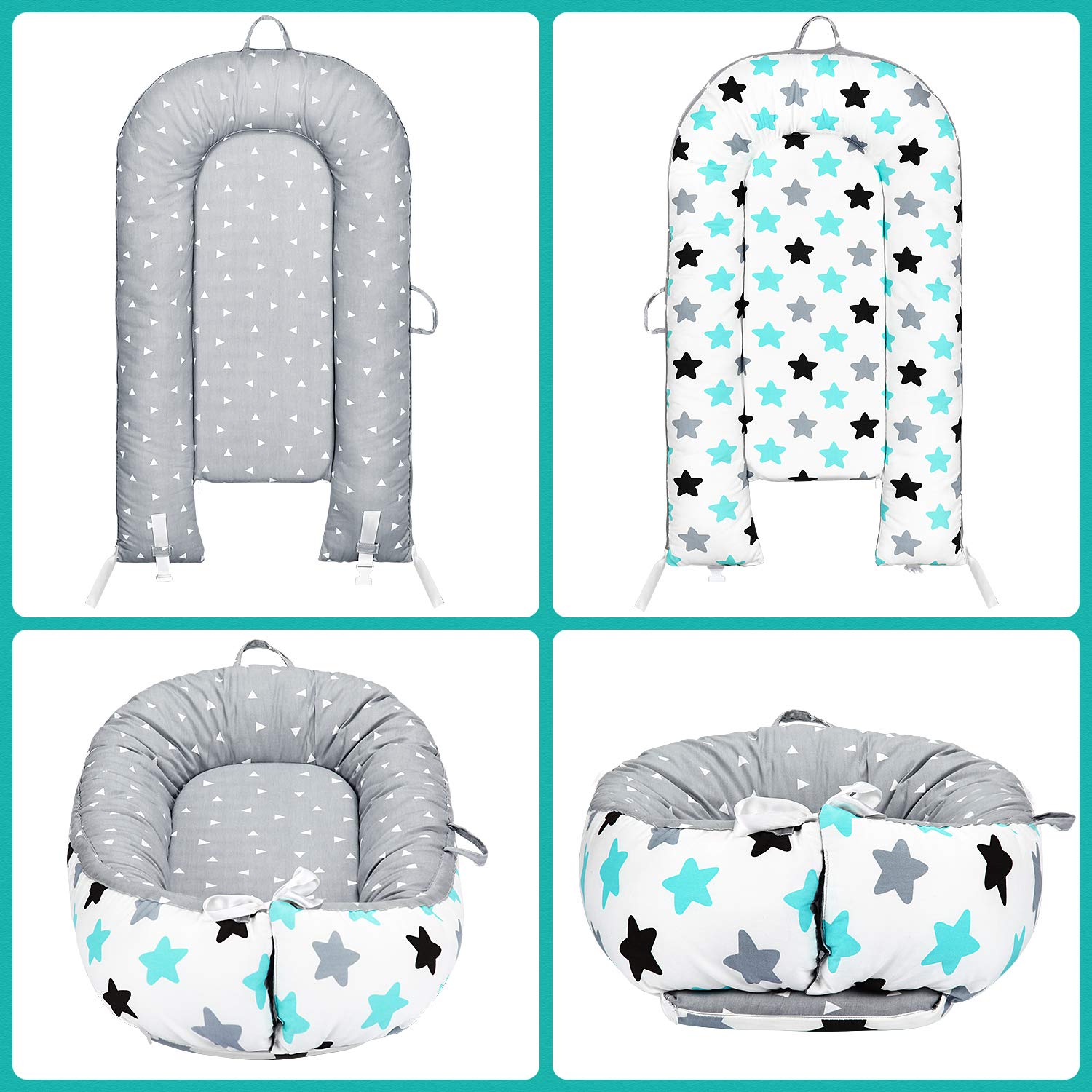 Baby Lounger Baby Nest Sharing Co Sleeping Bassinet - Portable Infant Crib for Bedroom/Travel - Premium Organic Cotton & Bigger Size(0-12months) - Removable & Machine Wash & Breathable: Baby