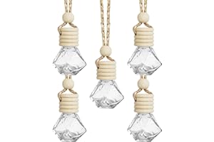 iolory 5PCS Car Air Fresheners,Essential Oil Car Air Freshener,8ml Car Hanging Diffuser Bottle,Empty Refillable Clear Glass E