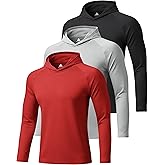 GEEK LIGHTING 3 Packs UPF 50+ Hooded Shirts Sun Protection Hoodie for Hiking Running Fishing Swim Rash Guard