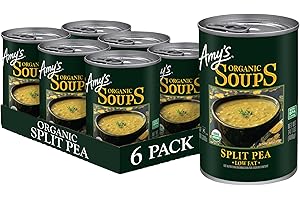 Amy's Soup, Vegan Split Pea Canned Soup, Gluten Free, Made With Organic Split Peas and Vegetables, 14.1 OZ (6 Pack)