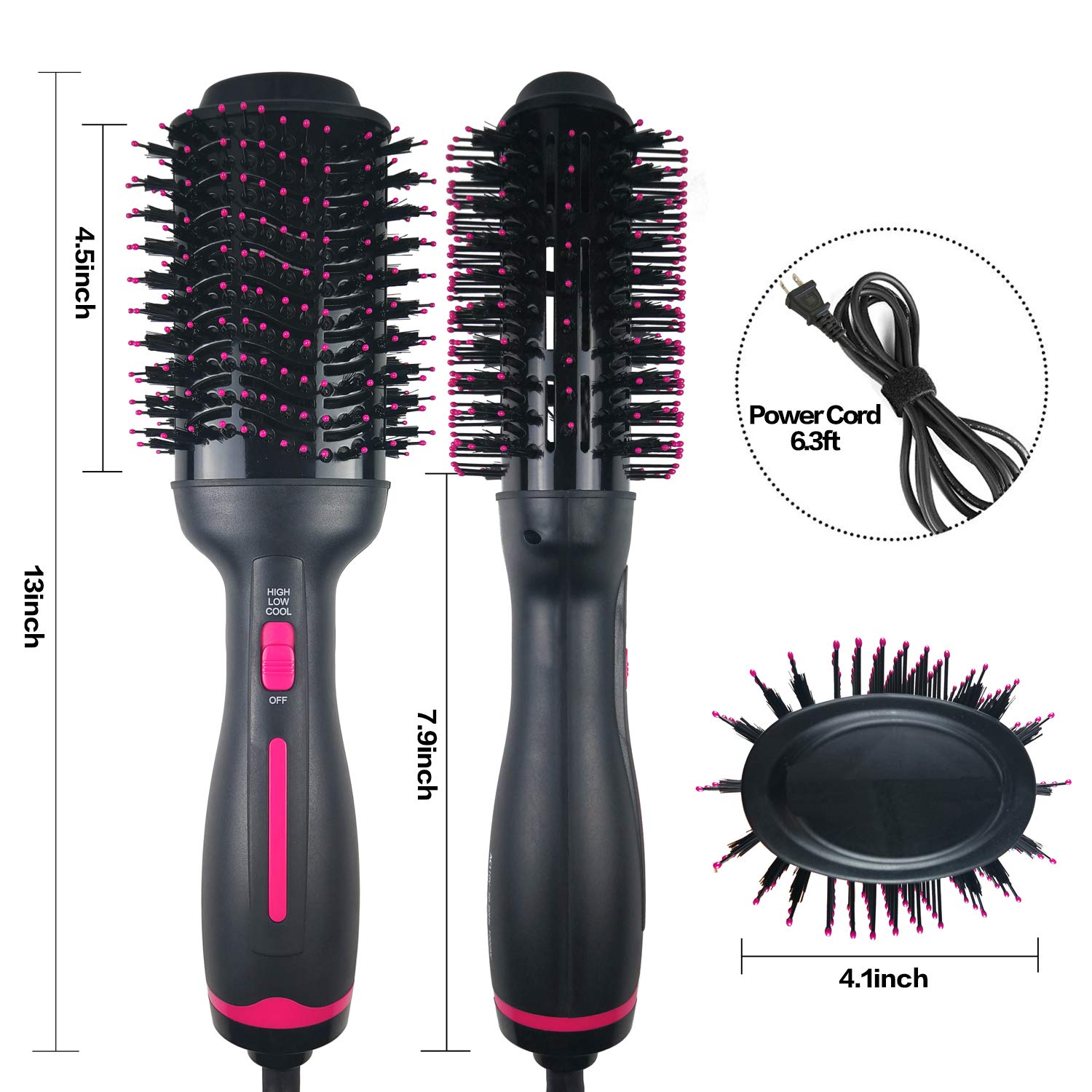 Dekugaa Hair Dryer Brush, Hot Air Brush, Hair Dryer & Volumizer 3 in 1 Upgrade Feature Anti-scald Negative Ion Hair Straightener Brush with Smooth Frizz and Ionic Technology : Beauty