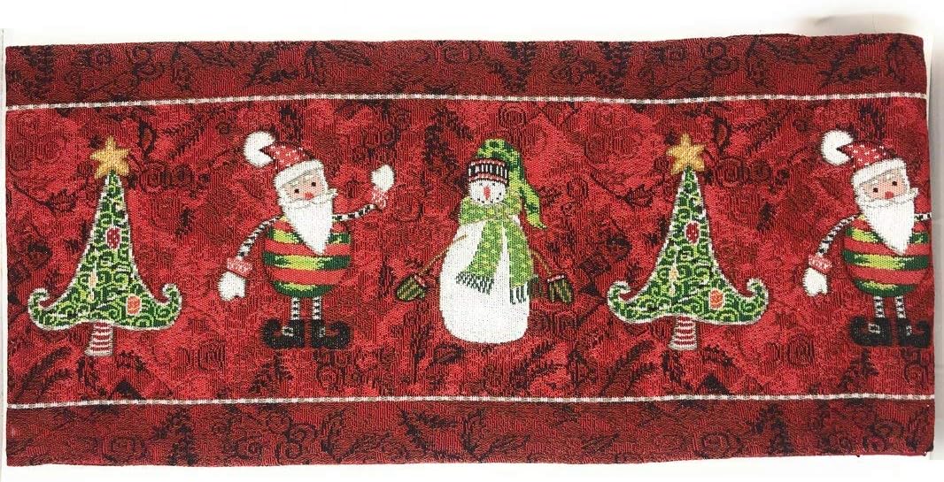 Tache Here Comes Santa Claus Antique Vintage Christmas Eve Traditional Holiday Season Red Decorative Woven Tapestry Table Runners, 13 x 90