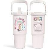 SANDJEST Nurse Gifts: 30oz Stainless Steel Tumbler with Handle & Flip Straw - Perfect for Nurse Appreciation, Birthday, Christmas, Graduation