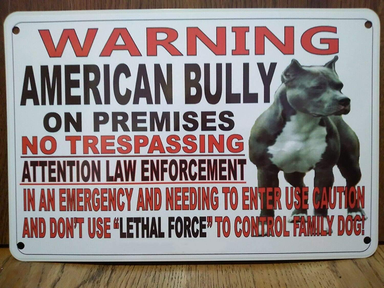 Metal Warning American Bully Dog Sign for Fence Beware of Dog 8"x12"