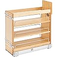 Rev-A-Shelf 8" Pullout Storage Organizer for Base Kitchen/Bathroom Cabinets, Spice Rack Pantry Shelves with Soft-Close Slides, Wood, 448-BDDSC-8C