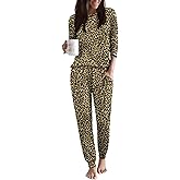 Ekouaer Women Pajama Sets 2 Piece Long Sleeves and Joggers Sleepwear Set Soft Pjs Lounge Set with Pockets