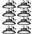 JC-LGL UFO LED High Bay Light 100W 8Pack, High Bay LED Shop Lights 14,000LM Dimmable, 6' Cable with US Plug, Hanging Hook, Safe Rope, High Bay LED Light for Warehouse Factory Barn Shop