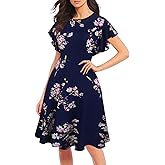 oxiuly Wedding Church Vintage Cocktail Dresses with Pockets Summer Casual Floral Dress for Women Flare376